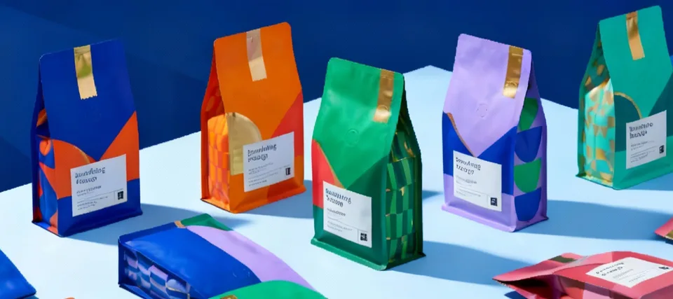 A range of custom printed flexible packaging pouches