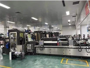 Packaging production line inside the factory