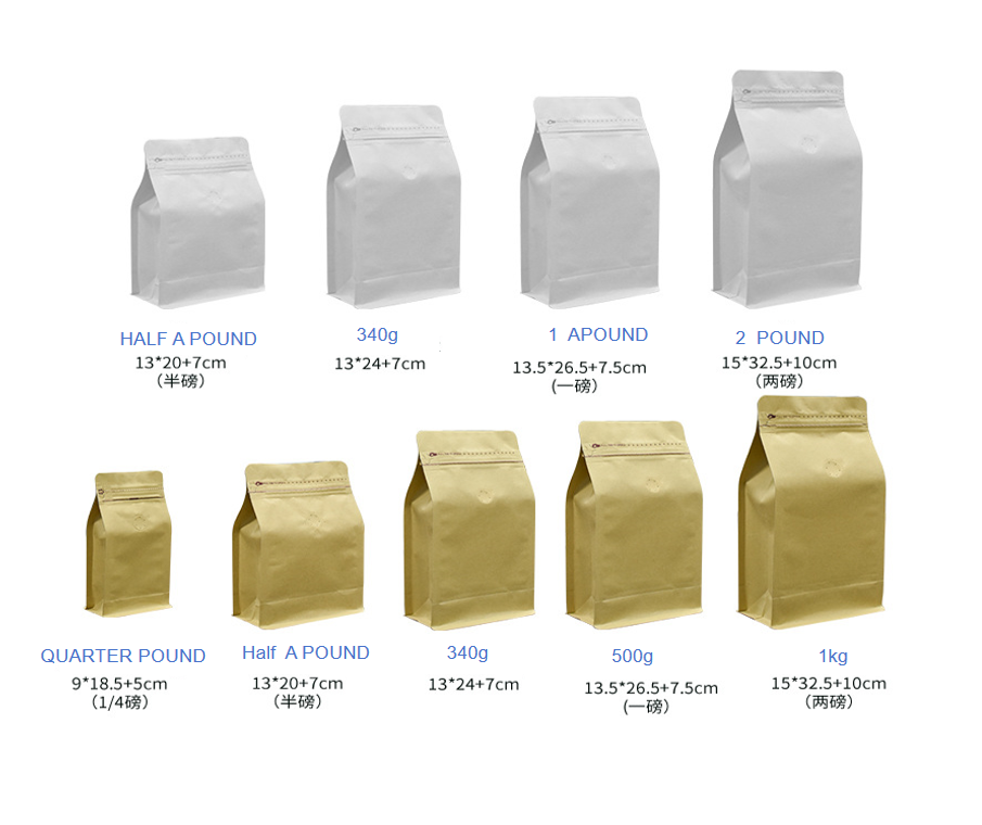 Different Size Brown Kraft Paper Zipper Food Coffee Tea Biodegradable Stand up Bag Pouch With Clear Window