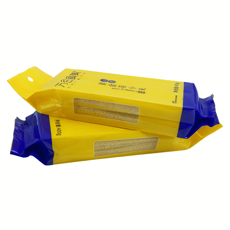 Custom Printing Design Food Grade Plastic Transparent Vaccum 1kg 5kg 25kg Rice Packaging Bags With Handle
