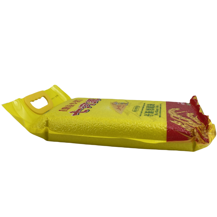 Custom Printing Design Food Grade Plastic Transparent Vaccum 1kg 5kg 25kg Rice Packaging Bags With Handle