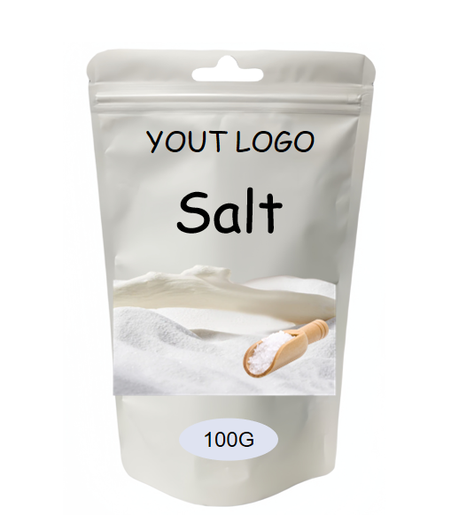 Custom Printed Natural Ocean Sea Pink Salt Plastic Stand up Pouch Salt Packaging Bag