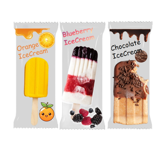 Eco-friendly Food Grade Custom Print Logo Heat Seal Three Sides Back Seal Plastic Sachet Packaging Popsicle Ice Cream Bags