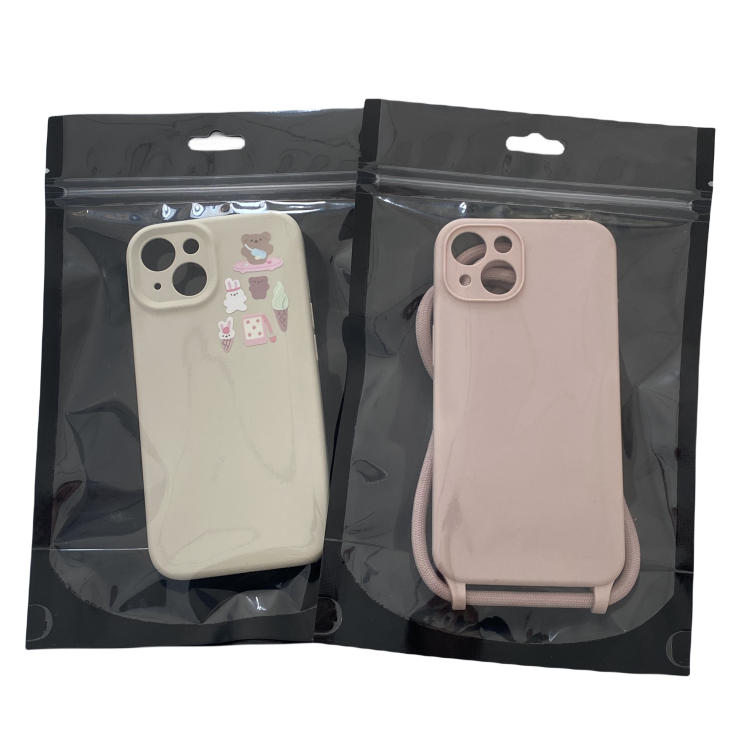 Custom Printed Logo Design One-Side Transparent Glossy Plastic Ziplock Package Cell Phone Case Bag
