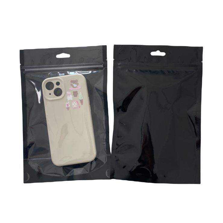 Custom Printed Logo Design One-Side Transparent Glossy Plastic Ziplock Package Cell Phone Case Bag