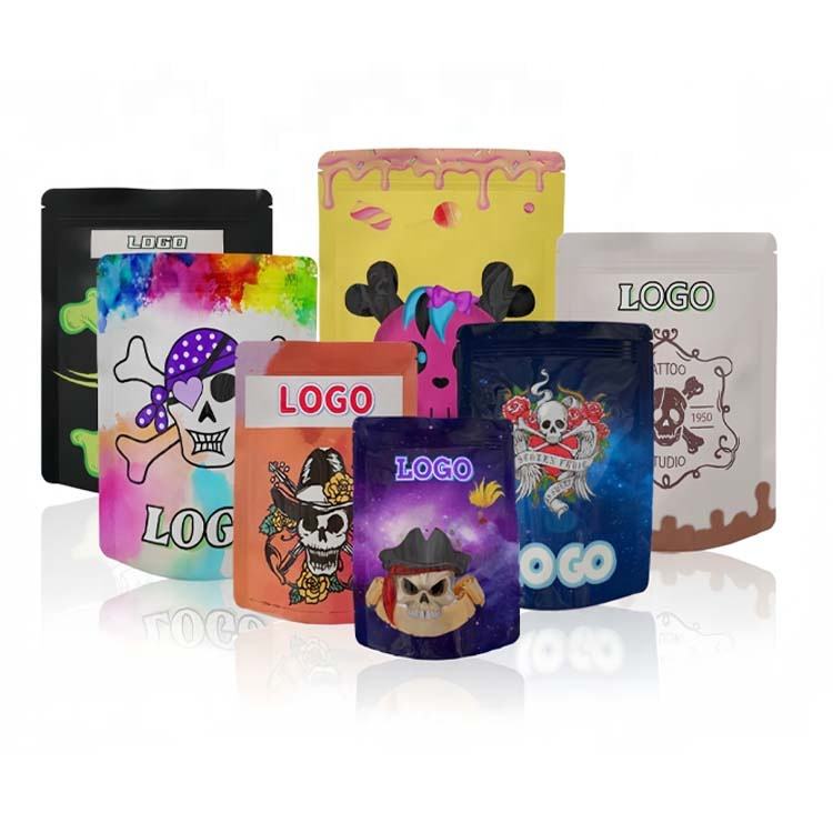 Custom Printing Smell Proof Cotton Gummy Candy Pop Rocks Stand up Pouch Custom Die Cut Candy Packaging Mylar Bags