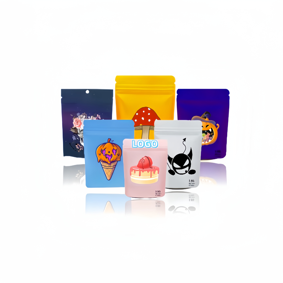 Custom Printing Smell Proof Cotton Gummy Candy Pop Rocks Stand up Pouch Custom Die Cut Candy Packaging Mylar Bags