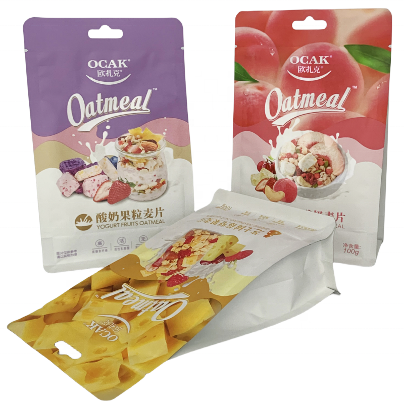 Wholesale Customization Reusable Ziplock Snacks Nuts Bags Flat Bottom Chocolate Beans Food Packaging Pouches