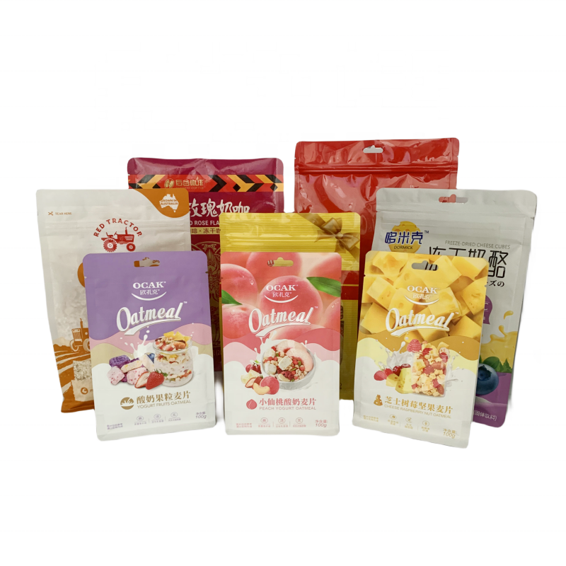 Wholesale Customization Reusable Ziplock Snacks Nuts Bags Flat Bottom Chocolate Beans Food Packaging Pouches
