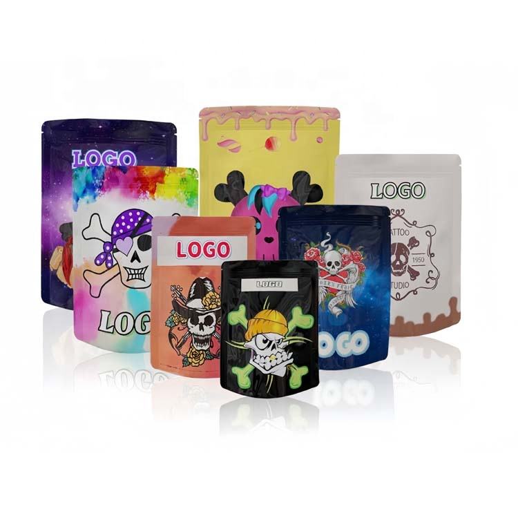Custom Printed Laminated Plastic Pouch 1g 3.5 g 7g Ziplock Packaging Gummy Zipper Stand up Smell Proof Mylar Bags